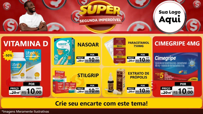 Modelo de TV para TV Horizontal com o tema Super Segunda Imperdível para Farmácia