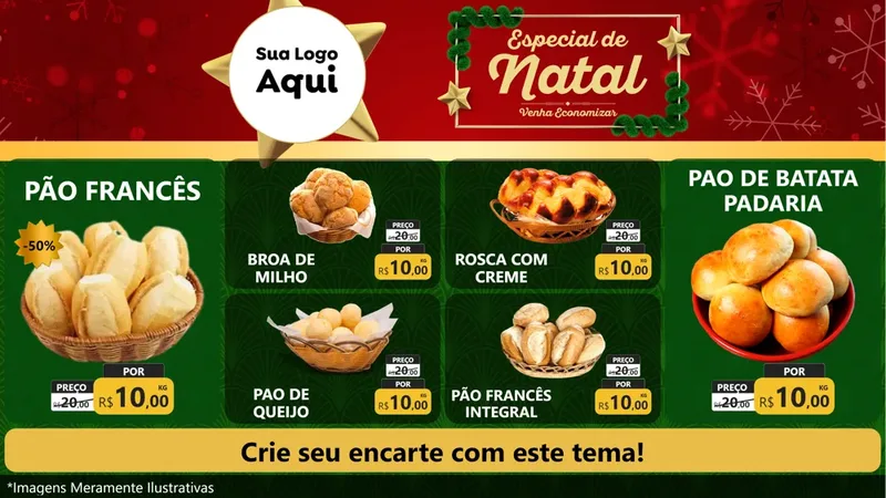 Modelo de TV para TV Horizontal com o tema Especial de Natal para Padaria