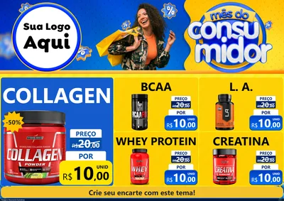 Modelo de Encarte para Encarte A4 Horizontal com o tema Mês do Consumidor para Suplementos alimentares