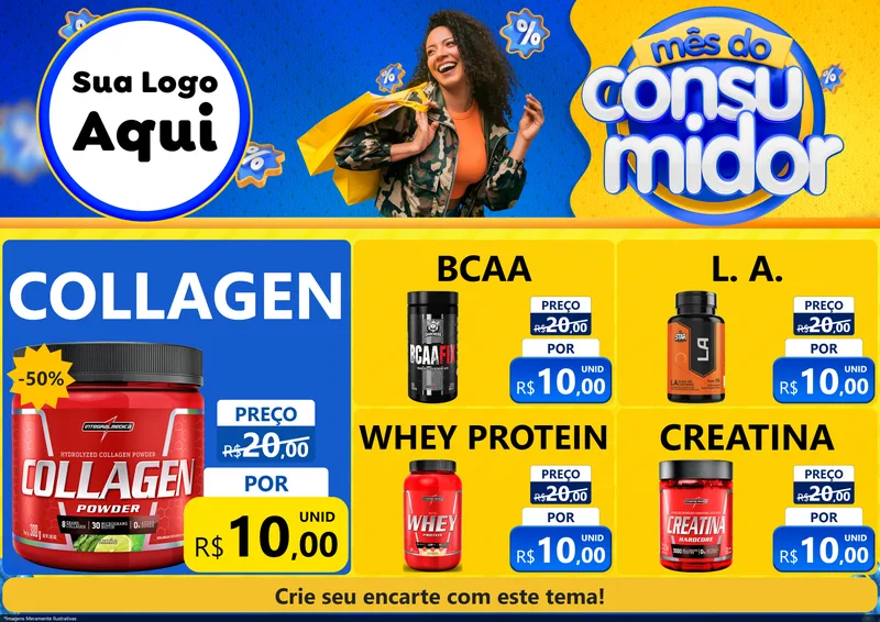 Modelo de Encarte para Encarte A4 Horizontal com o tema Mês do Consumidor para Suplementos alimentares