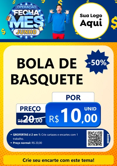 Modelo de Cartaz para Cartaz A4 Vertical com o tema Operação Fecha Mês, Junho para Artigos Esportivos