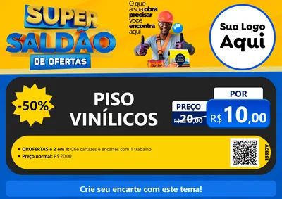 Modelo de Cartaz para Cartaz A4 Horizontal com o tema Super Saldão de Ofertas para Material para Construção