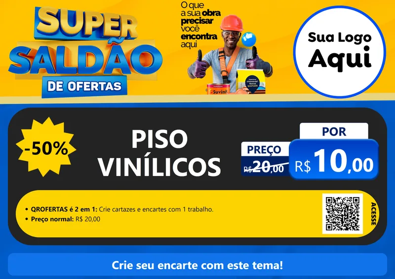 Modelo de Cartaz para Cartaz A4 Horizontal com o tema Super Saldão de Ofertas para Material para Construção