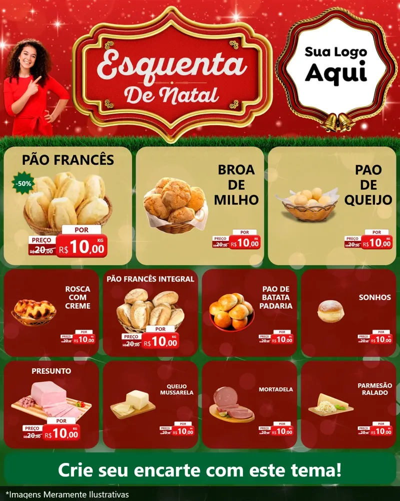 Modelo de Rede Social para Feed Instagram com o tema Esquenta de Natal para Padaria