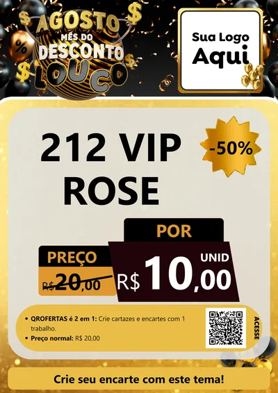 Modelo de Cartaz para Cartaz A4 Vertical com o tema Agosto Mês do Desconto Louco para Perfumes