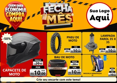 Modelo de Encarte para Encarte A4 Horizontal com o tema Fecha Mês para Moto peças