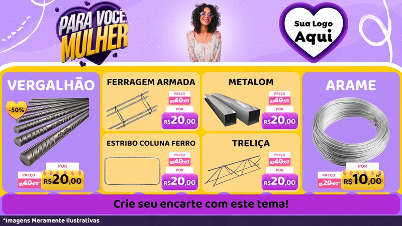 Modelo de TV para TV Horizontal com o tema Para Você, Mulher para Ferragens