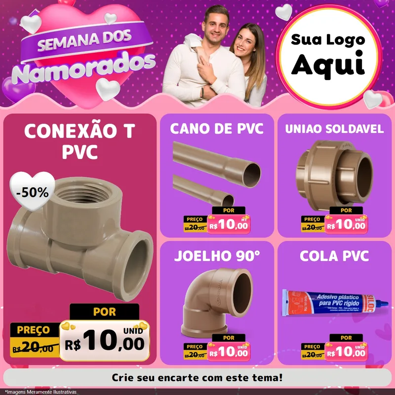 Modelo de Rede Social para Feed Facebook com o tema Semana dos Namorados para Tubos e conexões