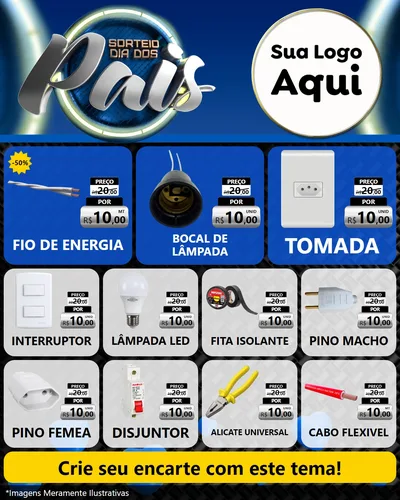 Modelo de Rede Social para Feed Instagram com o tema Sorteio Dia Dos Pais para Materiais Elétricos