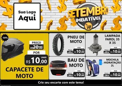 Modelo de Encarte para Encarte A4 Horizontal com o tema Setembro Imbatível para Moto peças