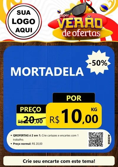 Modelo de Cartaz para Cartaz A4 Vertical com o tema Super Verão de Ofertas para Frios e Laticínios