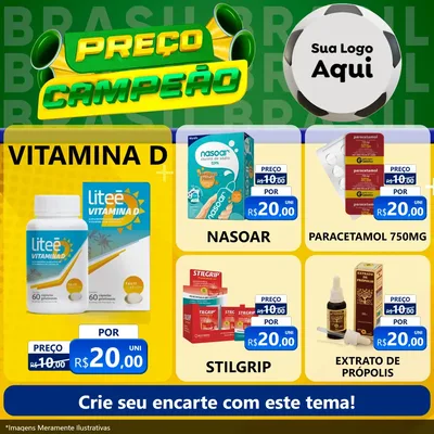 Modelo de Rede Social para Feed Facebook com o tema Preço Campeão - Copa para Farmácia
