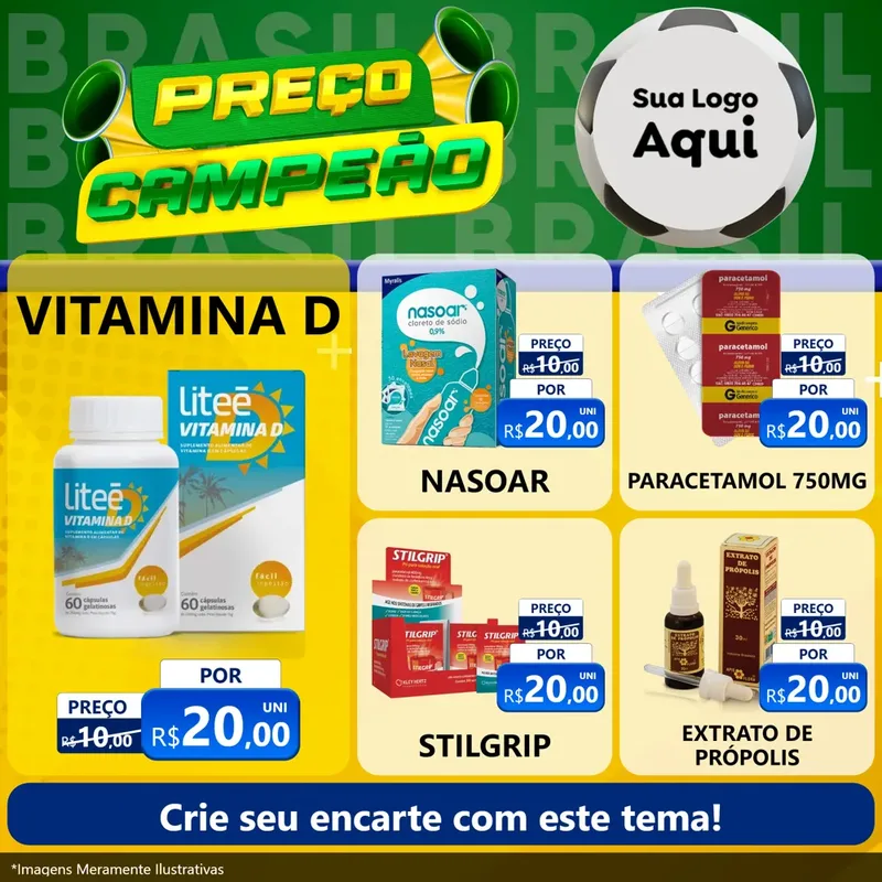 Modelo de Rede Social para Feed Facebook com o tema Preço Campeão - Copa para Farmácia