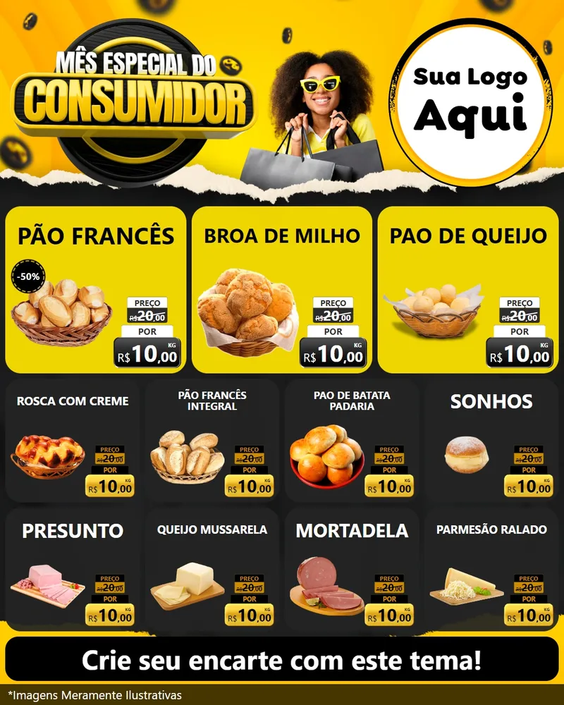 Modelo de Rede Social para Feed Instagram com o tema Mês Especial do Consumidor para Padaria
