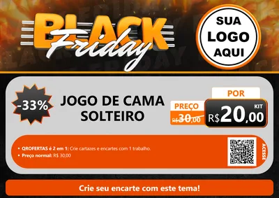 Modelo de Cartaz para Cartaz A4 Horizontal com o tema Black Friday para Cama, Mesa e Banho