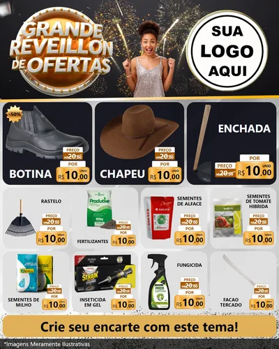 Modelo de Rede Social para Feed Instagram com o tema Grande Réveillon de Ofertas para Agropecuária