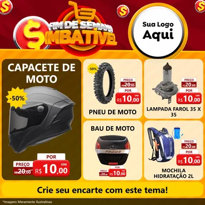 Modelo de Rede Social para Feed Facebook com o tema Fim de Semana Imbatível para Moto peças
