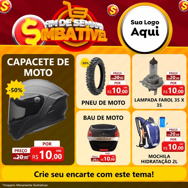 Modelo de Rede Social para Feed Facebook com o tema Fim de Semana Imbatível para Moto peças