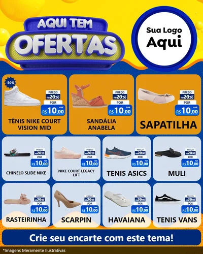 Modelo de Rede Social para Feed Instagram com o tema Aqui Tem Ofertas para Calçados