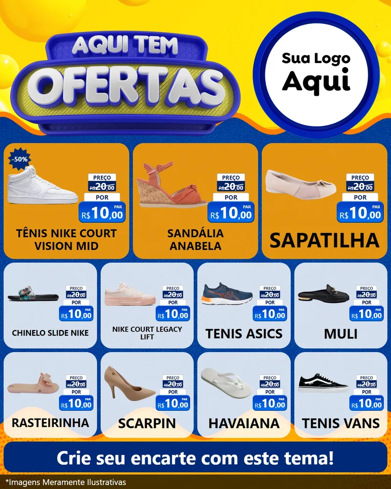 Modelo de Rede Social para Feed Instagram com o tema Aqui Tem Ofertas para Calçados