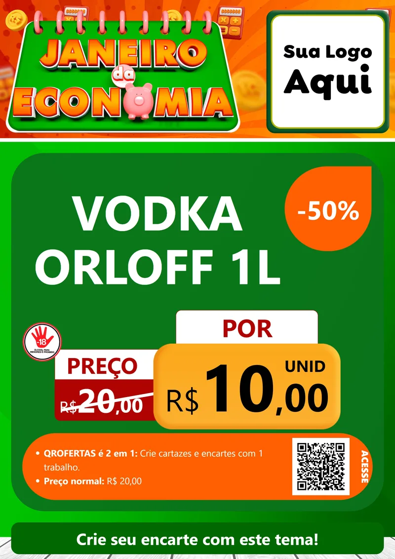 Modelo de Cartaz para Cartaz A4 Vertical com o tema Janeiro da Economia para Distribuidora de bebidas