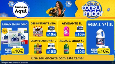 Modelo de TV para TV Horizontal com o tema Mês do Consumidor para Produtos de Limpeza