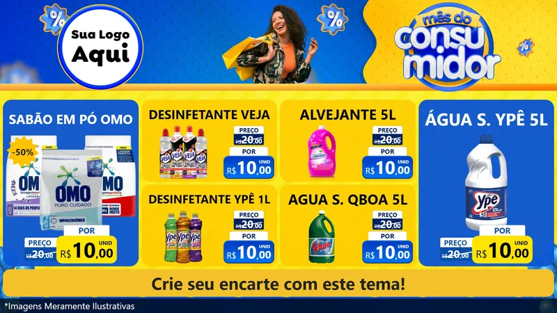Modelo de TV para TV Horizontal com o tema Mês do Consumidor para Produtos de Limpeza
