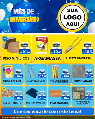 Modelo de Rede Social para Feed Instagram com o tema Mês de Aniversário para Material para Construção