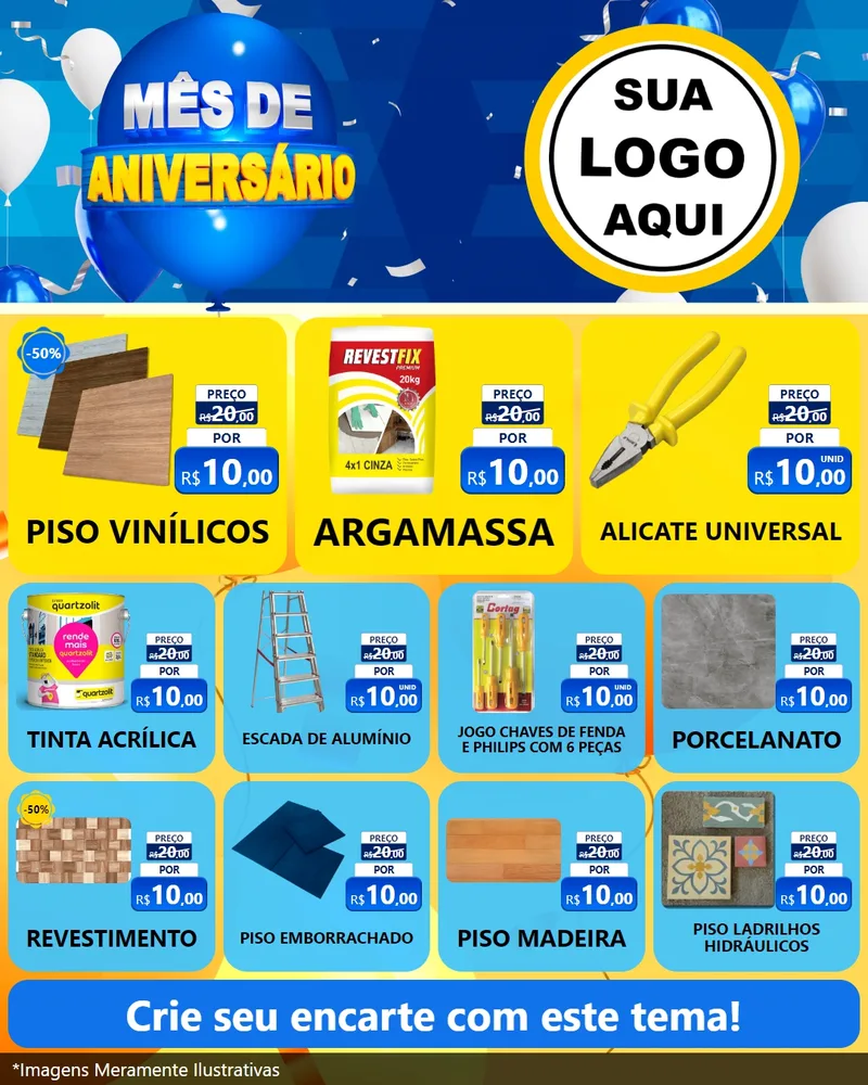 Modelo de Rede Social para Feed Instagram com o tema Mês de Aniversário para Material para Construção