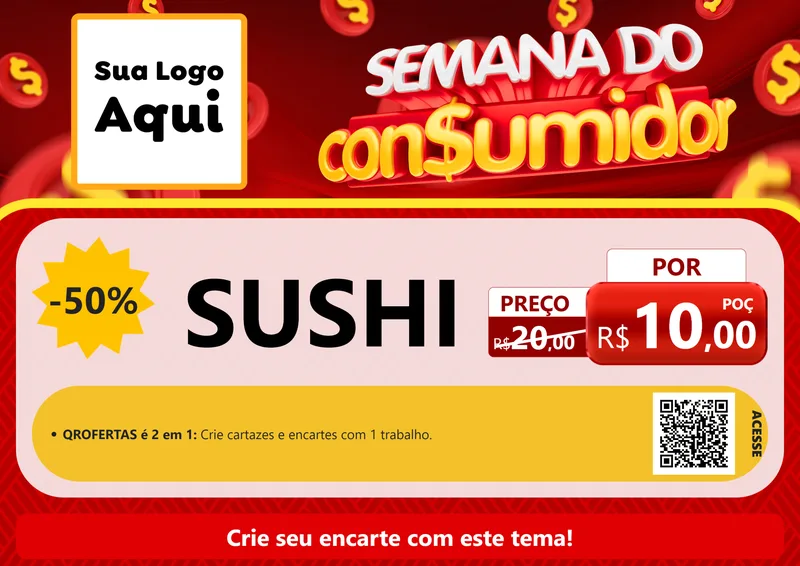 Modelo de Cartaz para Cartaz A4 Horizontal com o tema Semana do Consumidor para Comida japonesa