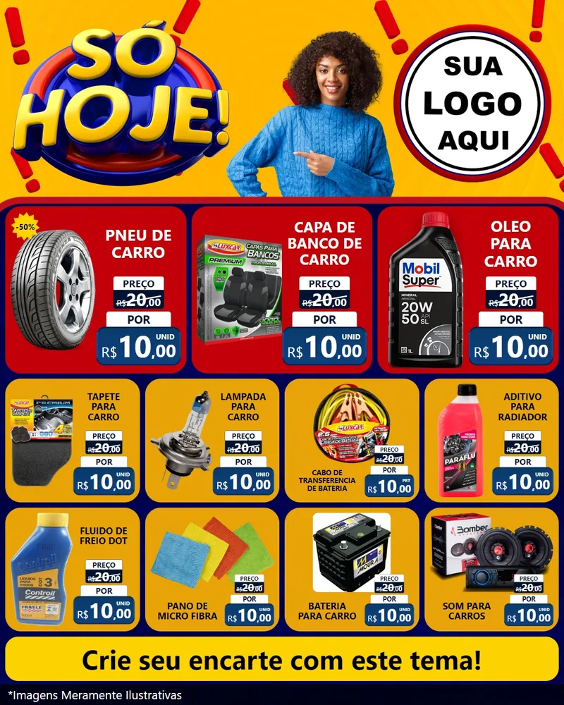 Modelo de Rede Social para Feed Instagram com o tema Só Hoje! para Auto peças