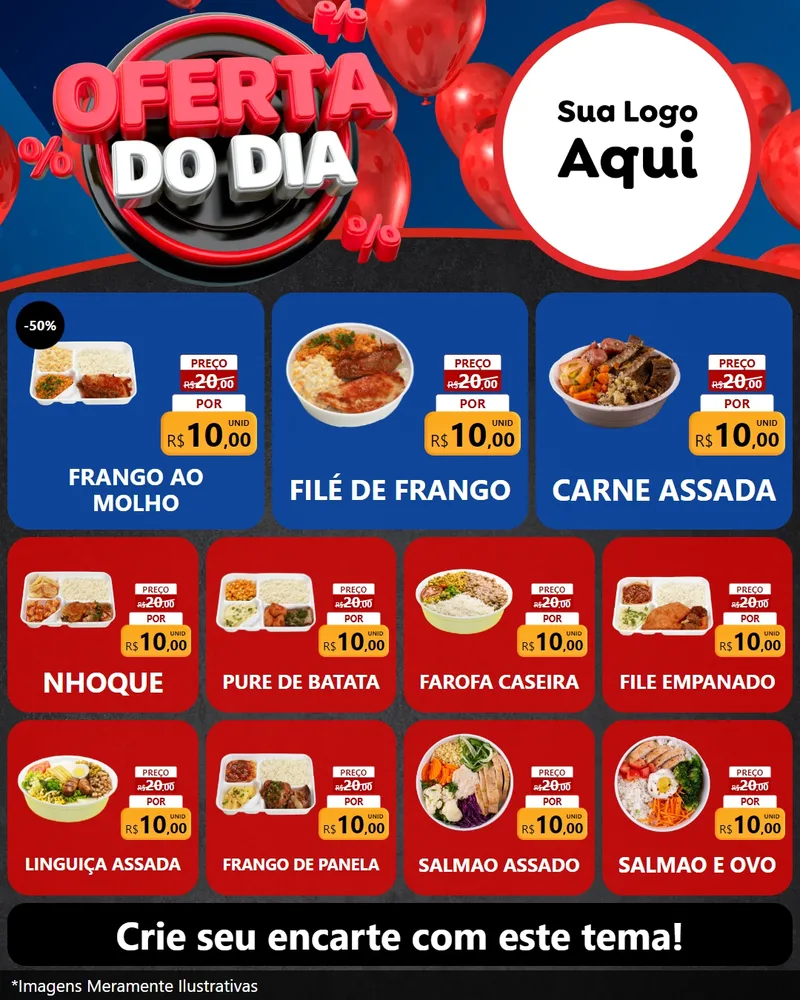 Modelo de Rede Social para Feed Instagram com o tema Oferta do Dia para Restaurante