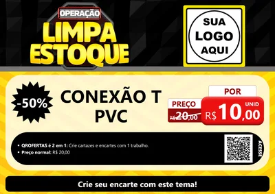 Modelo de Cartaz para Cartaz A4 Horizontal com o tema Operação Limpa Estoque para Tubos e conexões