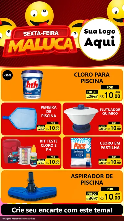 Modelo de TV para TV Vertical com o tema Sexta-feira Maluca para Produtos para Piscina