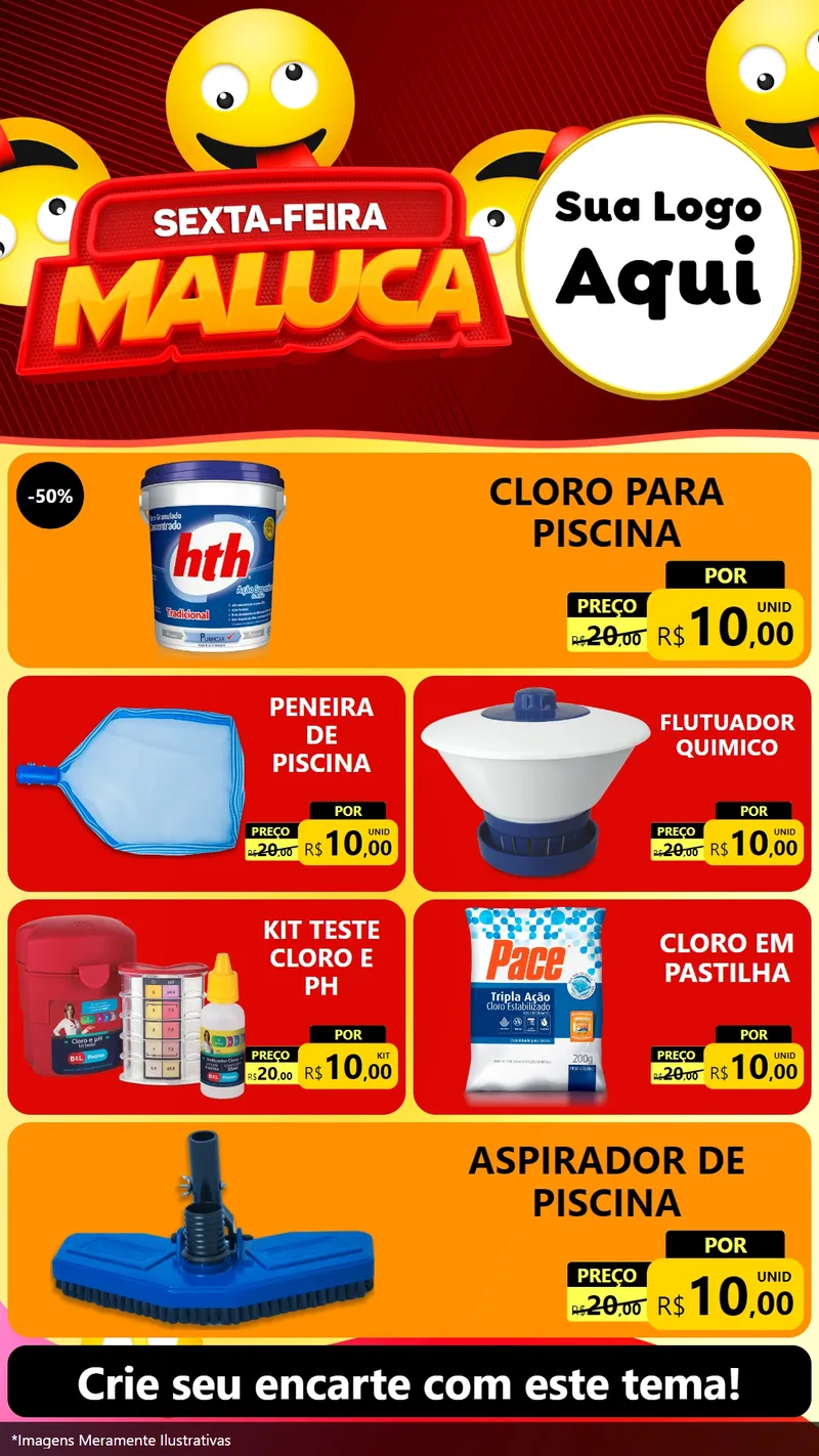 Modelo de TV para TV Vertical com o tema Sexta-feira Maluca para Produtos para Piscina