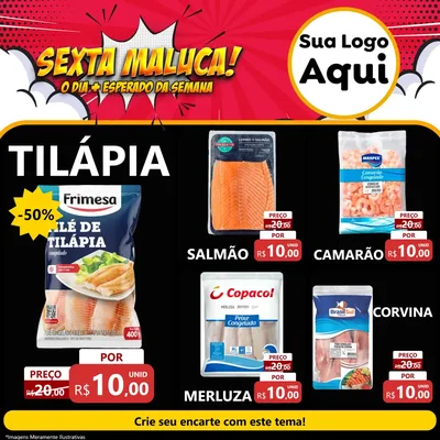 Modelo de Rede Social para Feed Facebook com o tema Sexta Maluca! para Peixaria