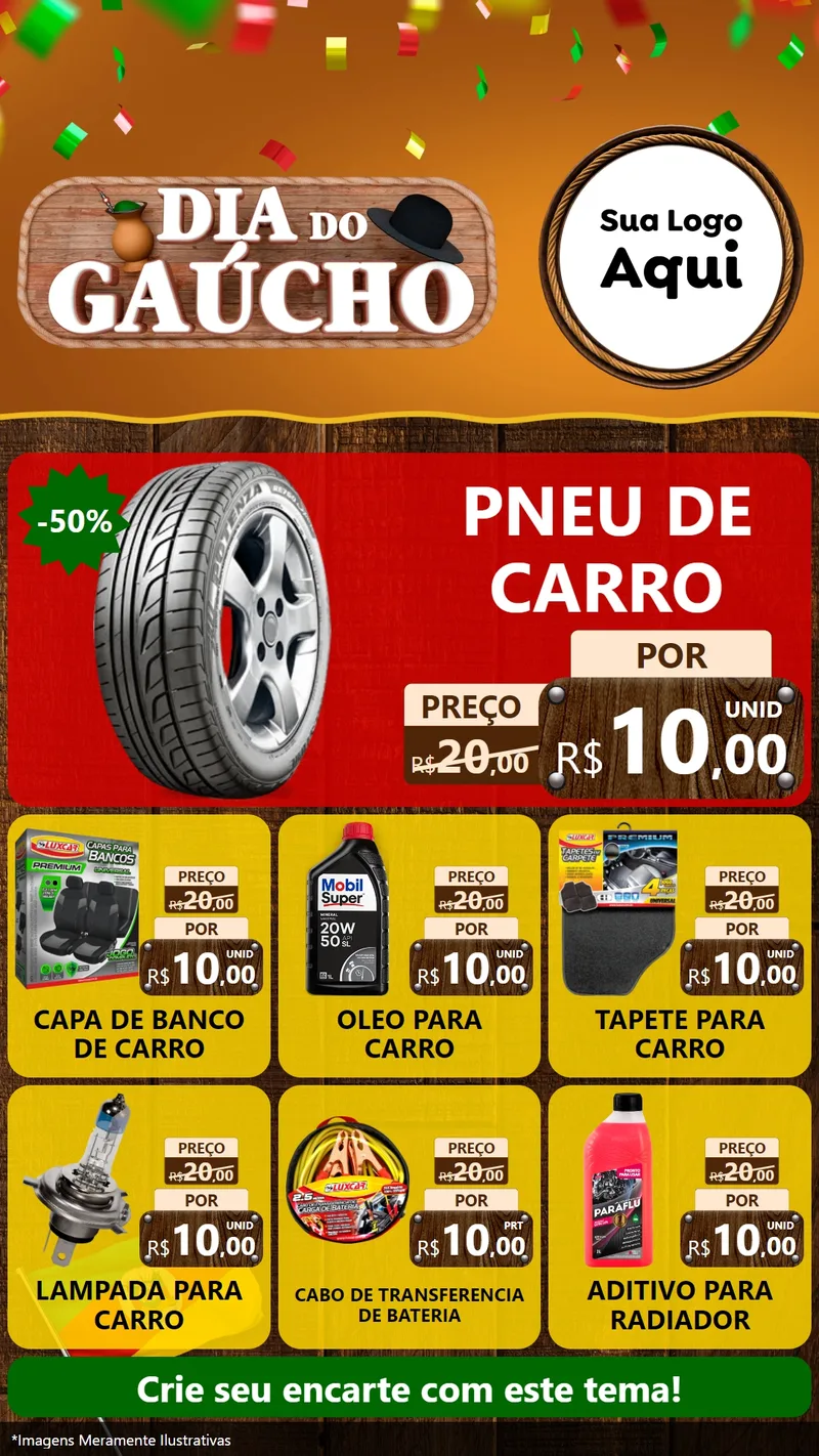 Modelo de Rede Social para Stories com o tema Dia do Gaúcho para Auto peças