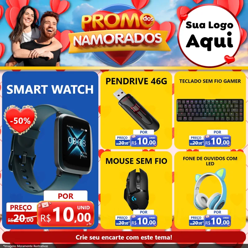 Modelo de Rede Social para Feed Facebook com o tema Promo dos Namorados para Informática