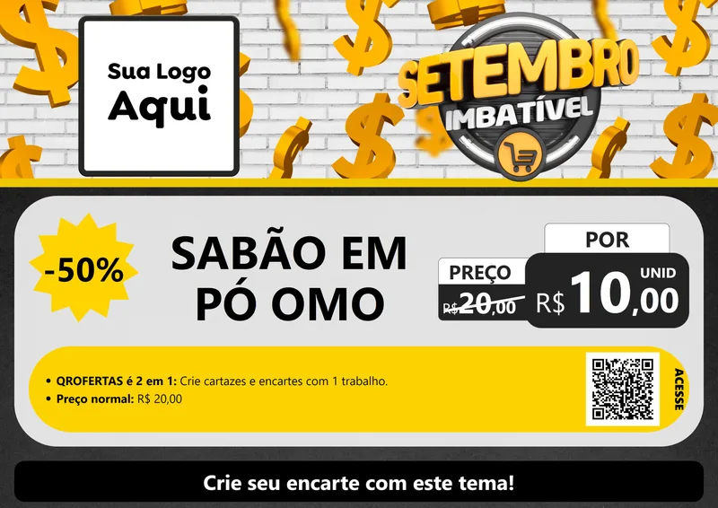 Modelo de Cartaz para Cartaz A4 Horizontal com o tema Setembro Imbatível para Produtos de Limpeza
