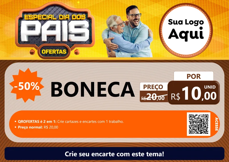 Modelo de Cartaz para Cartaz A4 Horizontal com o tema Especial Dia dos Pais para Brinquedos