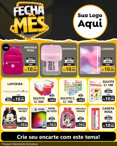 Modelo de Rede Social para Feed Instagram com o tema Fecha Mês para Papelaria