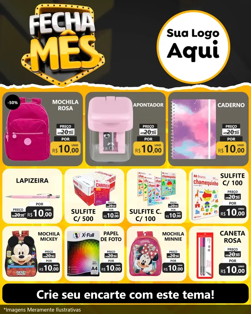 Modelo de Rede Social para Feed Instagram com o tema Fecha Mês para Papelaria