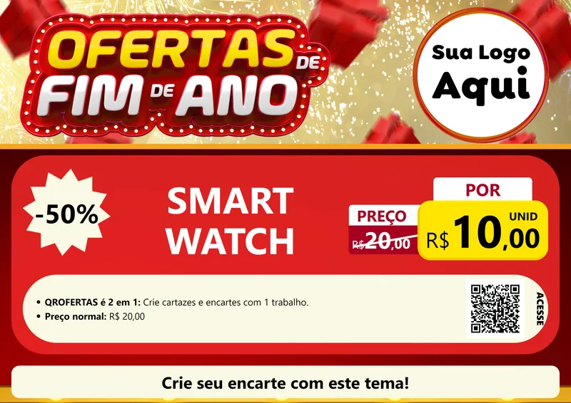 Modelo de Cartaz para Cartaz A4 Horizontal com o tema Ofertas de Fim de Ano para Informática