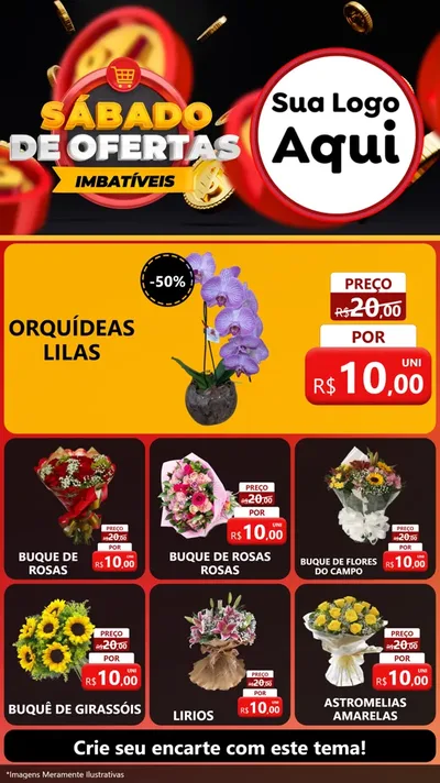 Modelo de Rede Social para Stories com o tema Sábado de Ofertas Imbatíveis para Floricultura e jardim
