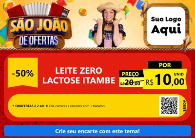Modelo de Cartaz para Cartaz A4 Horizontal com o tema São João de Ofertas para Frios e Laticínios