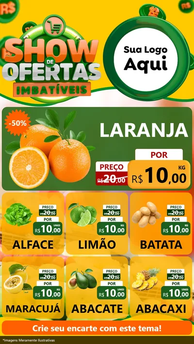 Modelo de Rede Social para Stories com o tema Show de Ofertas Imbatíveis para Hortifrúti