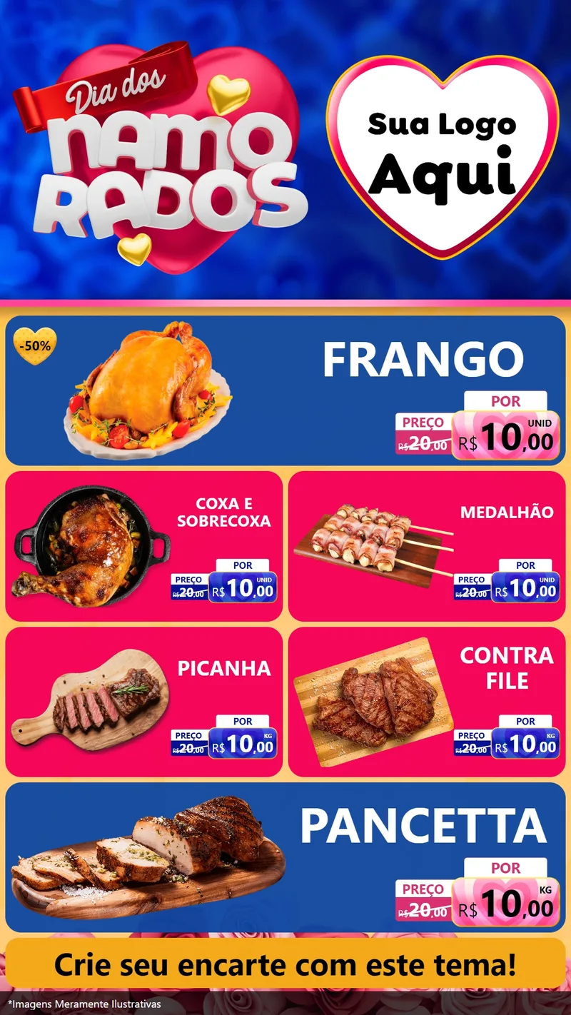 Modelo de TV para TV Vertical com o tema Dia dos namorados para Assados