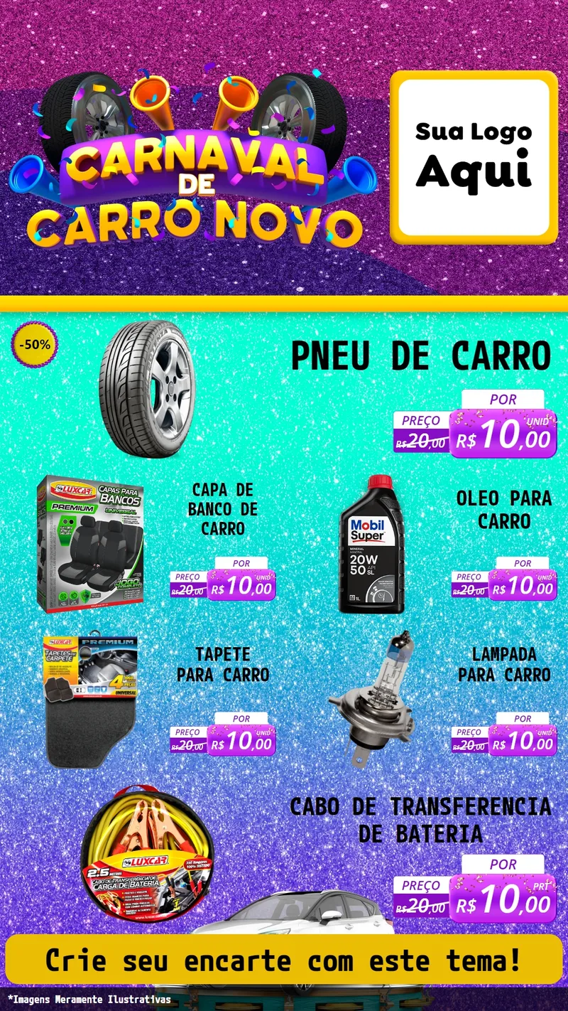Modelo de TV para TV Vertical com o tema Carnaval de Carro Novo para Auto peças