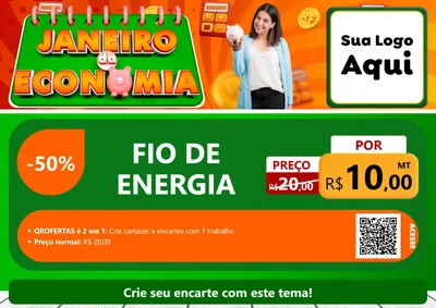 Modelo de Cartaz para Cartaz A4 Horizontal com o tema Janeiro da Economia para Materiais Elétricos