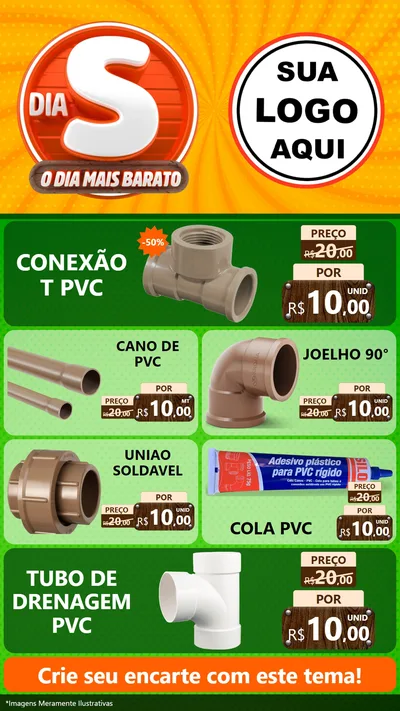 Modelo de TV para TV Vertical com o tema Dia S - O Dia Mais Barato para Tubos e conexões